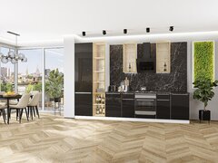 Прямая модульная кухня Фьюжн-08 Anthracite - Белый 2340*3400*600