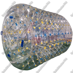 Аттракцион Водный роллер (Гидророллер) "Прозрачный с желто-синими держателями" ПВХ, 2.6*2.2*2.2 м