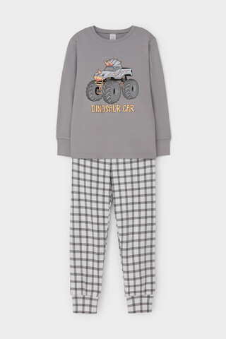 пижама  для мальчика  К 1541/холодный серый,клетка