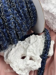 Тесьма плетеная темно-синяя с серебристым люрексом