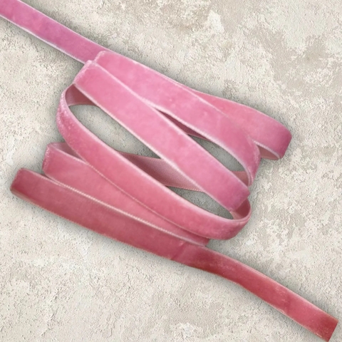 Лента бархатная, 1см , цвет розовый (1м)