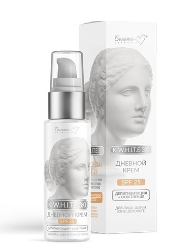 K WHITE 3:0 Крем дневной SPF 25 для лица, шеи Депигментация+Осветление 50г Белита-М