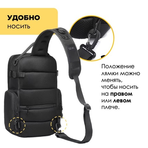 Картинка рюкзак однолямочный Ozuko 9812 Black - 6