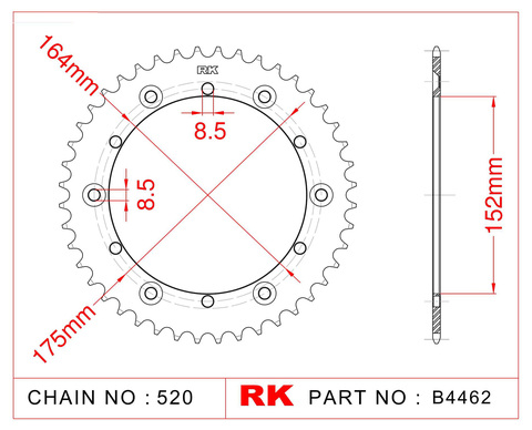 Звезда Задняя Ведомая RK B4462-50 JTR853-50 TTR250 TT250-R TT250 Raid