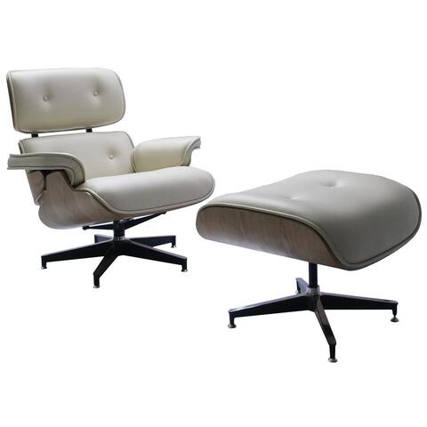 Кресло EAMES LOUNGE CHAIR и оттоманка EAMES LOUNGE CHAIR бежевые