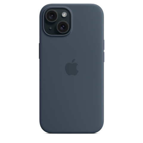 Чехол Apple iPhone 15 Silicone Case MagSafe Storm Blue силиконовый цвета синий шторм