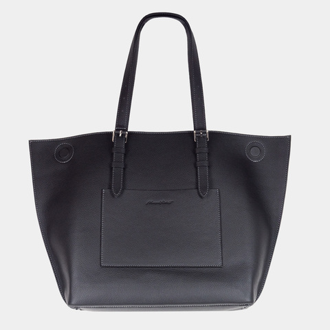 Сумка Shopper Vintage из кожи теленка, черного цвета