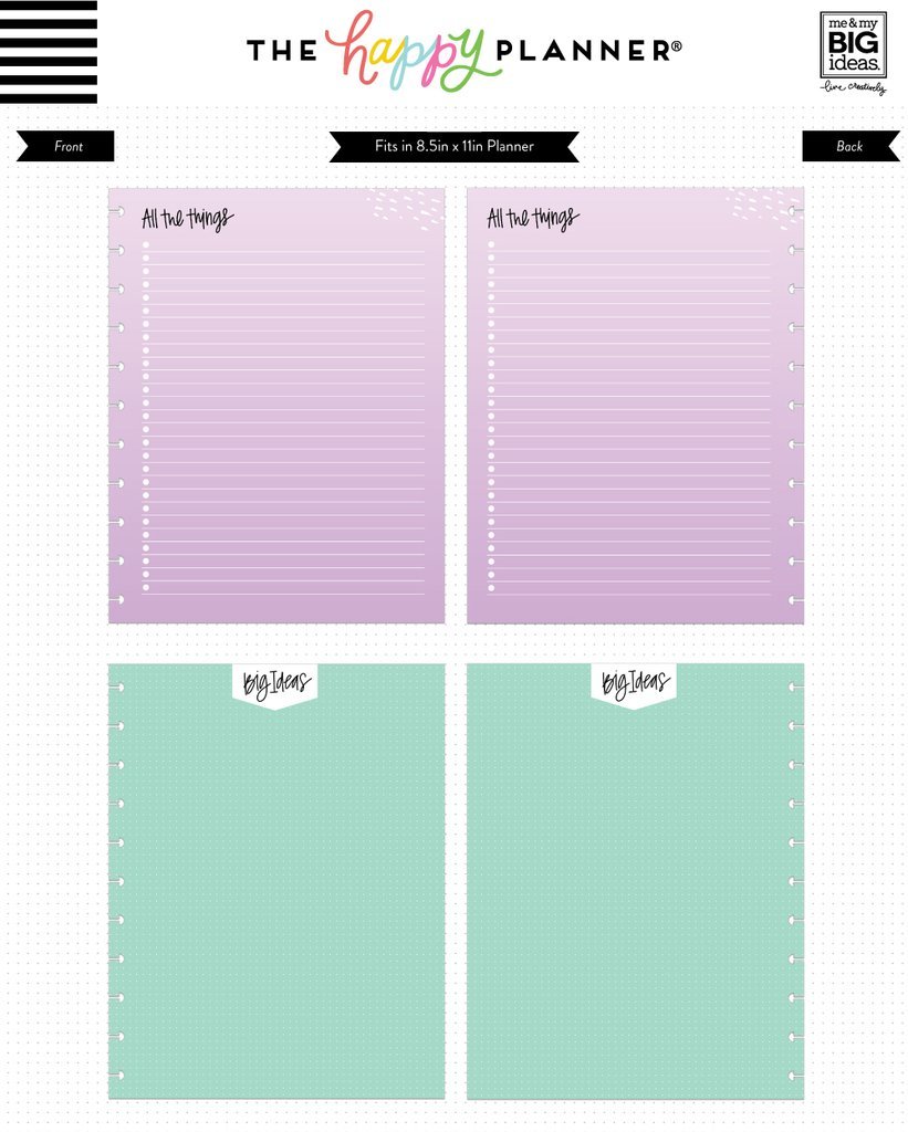 Дополнительный блок  для ежедневника Happy Planner Big -Colored Fill Paper 2 - BIG - 40 л