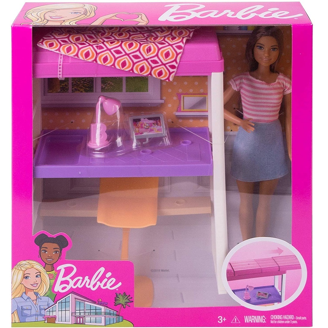 Игрушечный дом для шарнирной куклы Барби, 2 кровати с лестницей | AliExpress