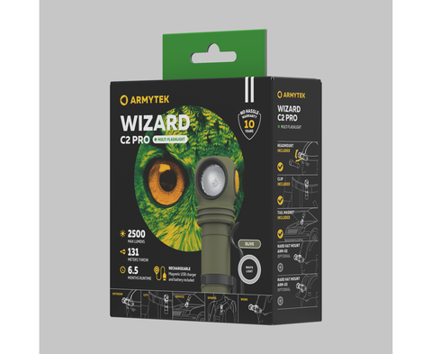 Мультифонарь Armytek Wizard C2 Pro Magnet USB Olive (белый свет)