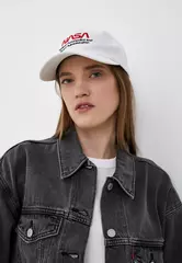 Бейсболка Alpha Industries Nasa Worm Logo Cap White (Белая)