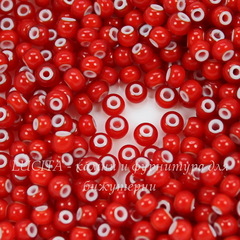 93730  Бисер 6/0 Preciosa Керамика красный с белым центром