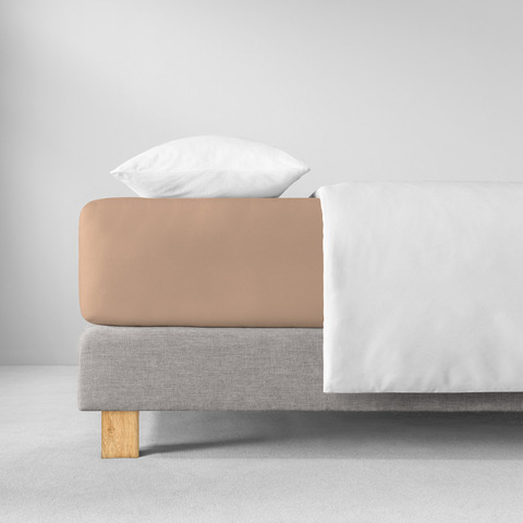 Простыня на резинке 100x200 Estella 320 karamel карамельная