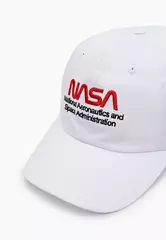 Бейсболка Alpha Industries Nasa Worm Logo Cap White (Белая)