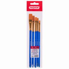 Кисти ПИФАГОР, набор 5шт, синтетика плоская №1,2,3,4,5 пакет с европодвесом