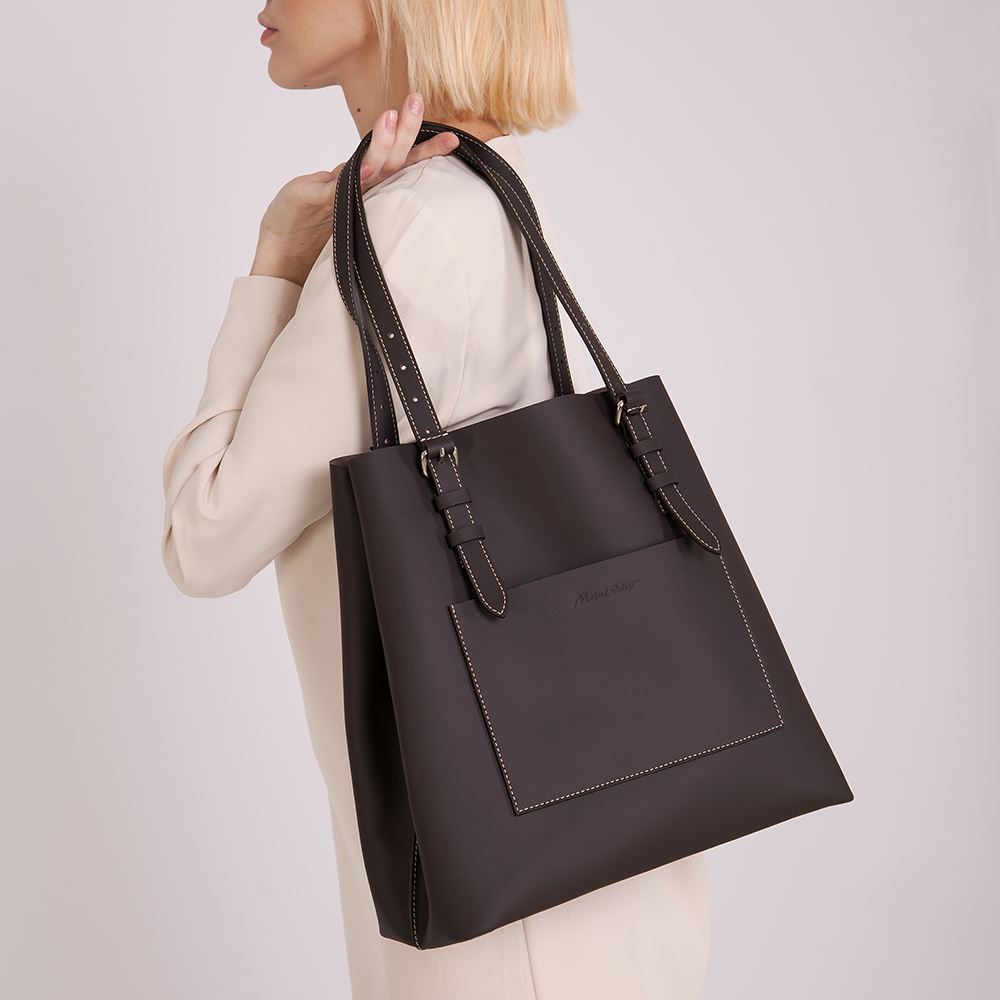 Женская сумка Shopper Vintage из кожи теленка коричневого цвета