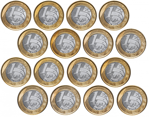 Набор из 16 монет 1 реал Бразилия 2014-2016 г. Олимпиада в Рио. Биметалл UNC