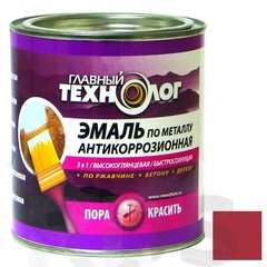 Эмаль на ржавчину 3 в 1 Главный Технолог глянцевая красная 0,75 л
