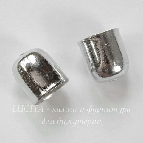 Концевик для шнура 7 мм, 9х8 мм (цвет - античное серебро), 10 штук