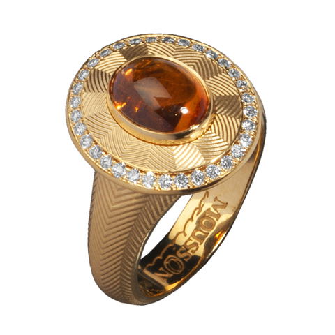 Кольцо со Спессартином и Бриллиантами, R0084-0/26