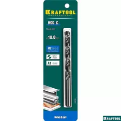 KRAFTOOL HSS-G, 10.0 х 133 мм, сталь P6M5, сверло по металлу (29651-10)