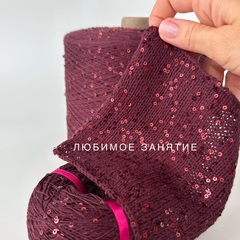 Пайетки на хлопке 3 мм. цвет 088 темно-бордовая нить с коричневым подтоном, глянцевые пайетки в цвет