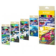 
          Карандаши цветные Alingar 12 цв., "Гранд тур" деревянные, трехгранные, заточенные, грифель 3.0 мм, картон. уп., европодвес