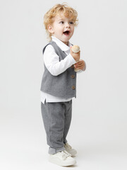 жилет  для мальчика  КР 302754/серый меланж 1013 Н075 к570