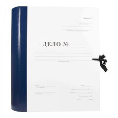 
          Папка архивная "Дело" А4, 100мм, (форма 21), бумвинил, с Г-образным гребешком, шнурки, синяя