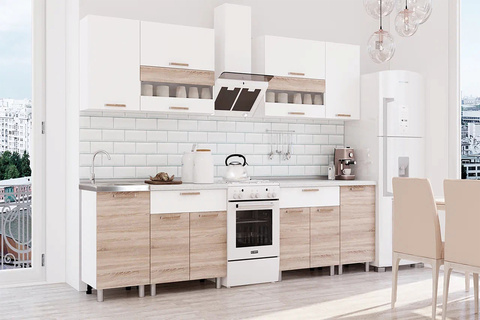 Кухня Айсбери 2.4 м белый / дуб сонома