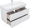 Aquanet 342095 Тумба с раковиной Ирис new 100 подвесная 2 ящ. цв. белый глянец (342095)
