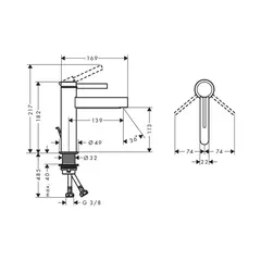 Смеситель для раковины с донным клапаном, черный Hansgrohe Finoris 76020670