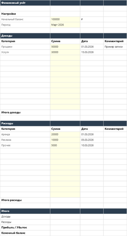 Супер шаблон Excel для финансов — main