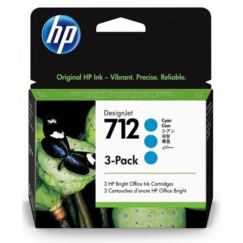 Набор 3-pack HP 3ED77A голубой для HP DesignJet T210, T230, T250, HP DesignJet T630/T650, HP DesignJet Studio. 3*29 ml