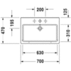 Duravit Vero Раковина  для мебели, без перелива, без отврстия под смес., 700x470мм, Цвет: Белый 454700070