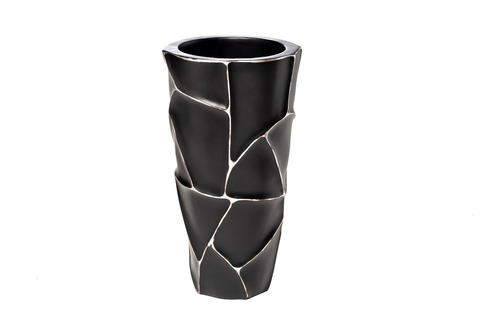 Кашпо для цветов напольное 26x48см Garda Decor черное с серебряным декором