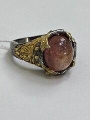 Лили-турмалин (серебряное кольцо с позолотой)