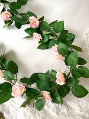 Лиана с Розами, 21 голова на лиане, Розовые розы, длина одной лианы 1,75 м, набор 1 шт.