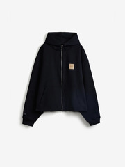 Черный укороченный худи с винтажным лого