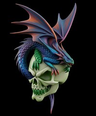 Силиконовый молд № 476 Дракон с черепом