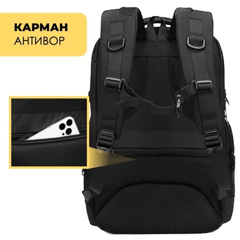 Картинка рюкзак городской Ozuko 9792L Black - 17