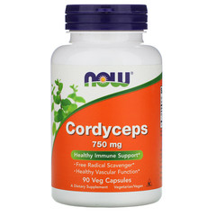 Now Foods, Кордицепс, 750 мг, 90 растительных капсул