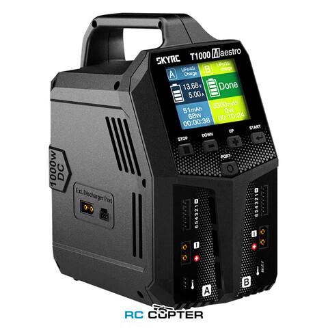 Зарядное устройство SkyRC T1000 AC 450 Вт, DC 1000 Вт, 20 А, 1-6S Lipo, 2 канала