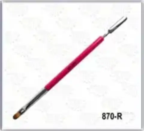 Кисть для геля с лопаточкой GELLAKTIK Красная 870-R