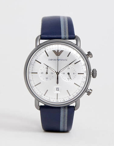 Emporio Armani Aviator часы-хронограф с кожаным ремешком