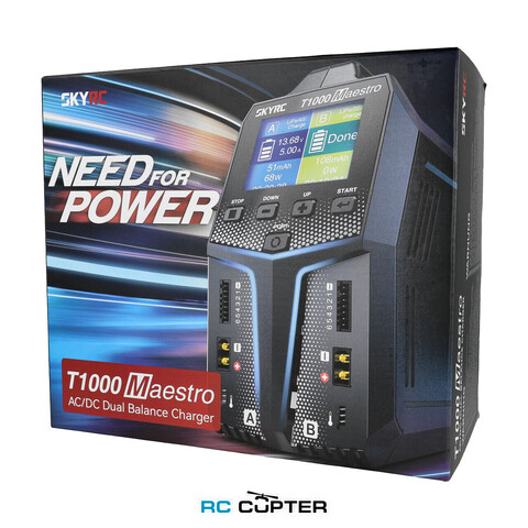 Зарядное устройство SkyRC T1000 AC 450 Вт, DC 1000 Вт, 20 А, 1-6S Lipo, 2 канала