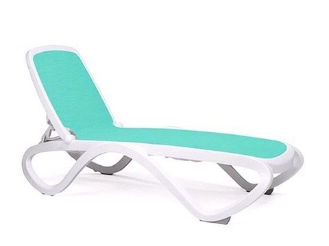 Шезлонг Nardi Omega sky blue стопирующийся, белый каркас, 194х91х69см