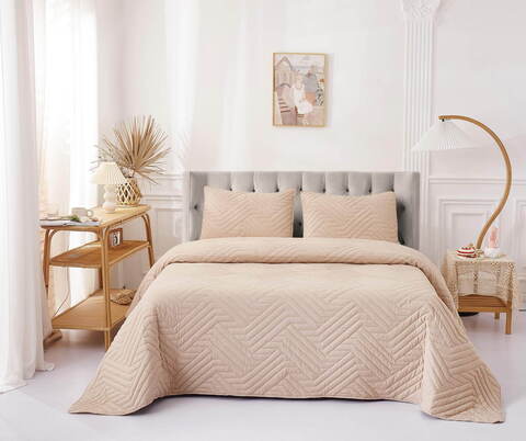 Покрывало 230х250 и 2 наволочки 50х70 Sofi De MarkO Мориц бежевое