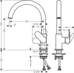 Смеситель для кухни 260, черный Hansgrohe Vernis Blend M35 71870670