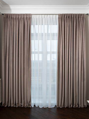 Портьера 260x275 Garda Decor Silkу бежевая димаут